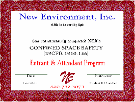 Authorized Entrant & Attendant Certificate