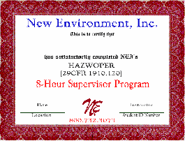 8-Hour Hazardous Waste Supervisor Certificate