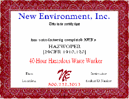 40-Hour Hazardous Waste Worker Certificate